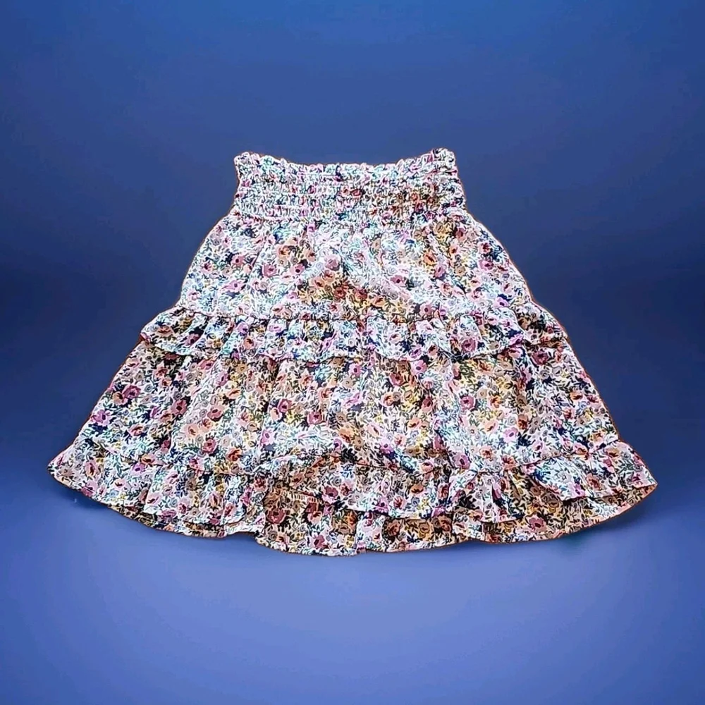 Sienna Sky Women's Floral Ruffled Skirt Size Small Spring Pull On.